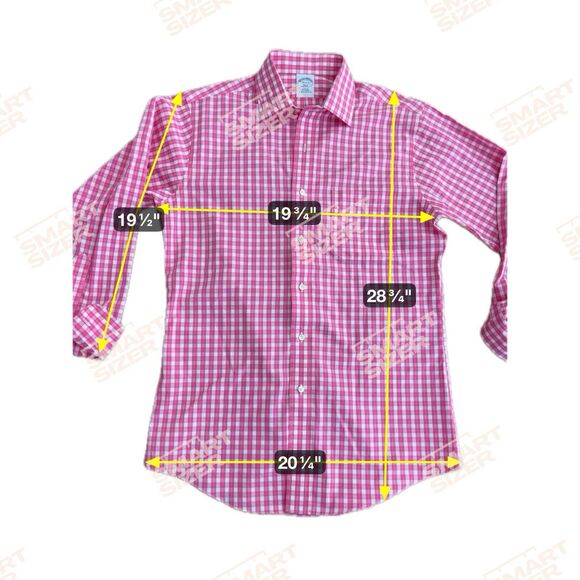 Brooks‎ Brothers Pink Ckeck Dress Shirt Sz 15 - 2/3 Slim Fit - Picture 8 of 10
